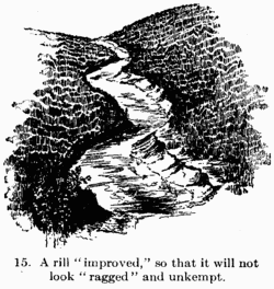[Illustration: Fig. 15. A rill “improved,” so that it will not look
“ragged” and unkempt.]