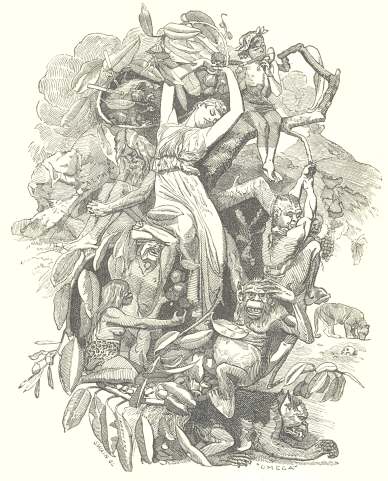 Woman surrounded by fairies