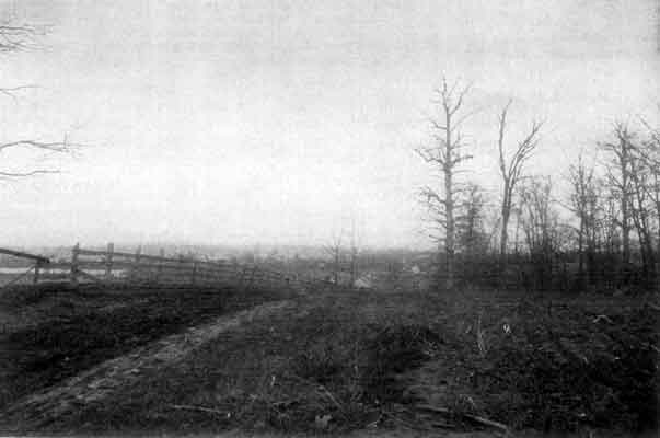 THE HILL NEAR GENTRYVILLE FROM WHICH THE LINCOLNS
TOOK THEIR LAST LOOK AT THEIR INDIANA HOME.