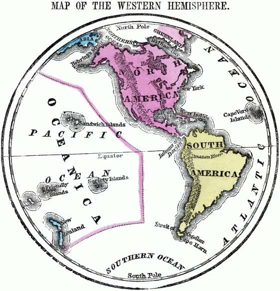 Projection map of the Western Hemisphere.