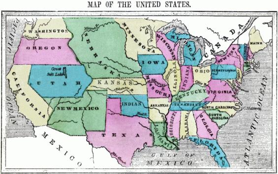 Flat map of the United States.
