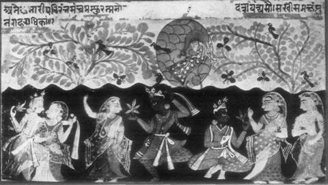 Krishna dancing with the Cowgirls