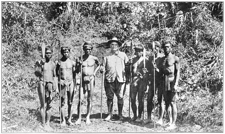 Governor-general James F. Smith with a Bontoc Igorot Escort