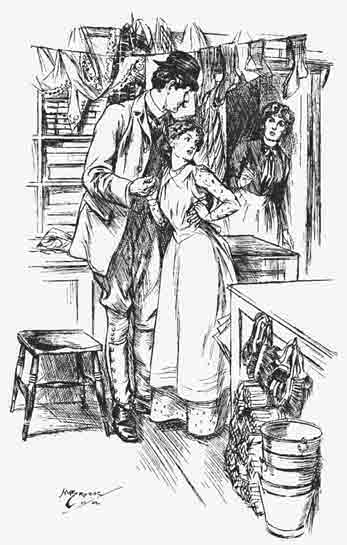 "With his impident arm round Elleney's
waist"