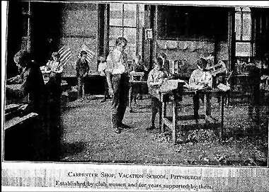 CARPENTER SHOP, VACATION SCHOOL, PITTSBURGH. Established by club women and for years supported by them.