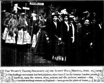THE WOMEN'S TRADES PROCESSION TO THE ALBERT HALL MEETING, APRIL 27, 1909