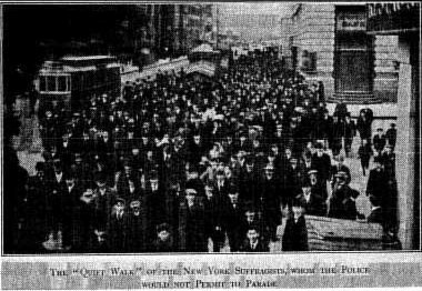 THE "QUIET WALK" OF THE NEW YORK SUFFRAGISTS, WHOM THE POLICE WOULD NOT PERMIT TO PARADE