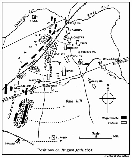 [Illustration: Map of
positions on August 30th, 1862.]