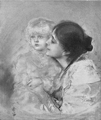 Eleanora Duse with Lenbach's Child by von Lenbach