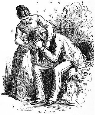 woman comforting man