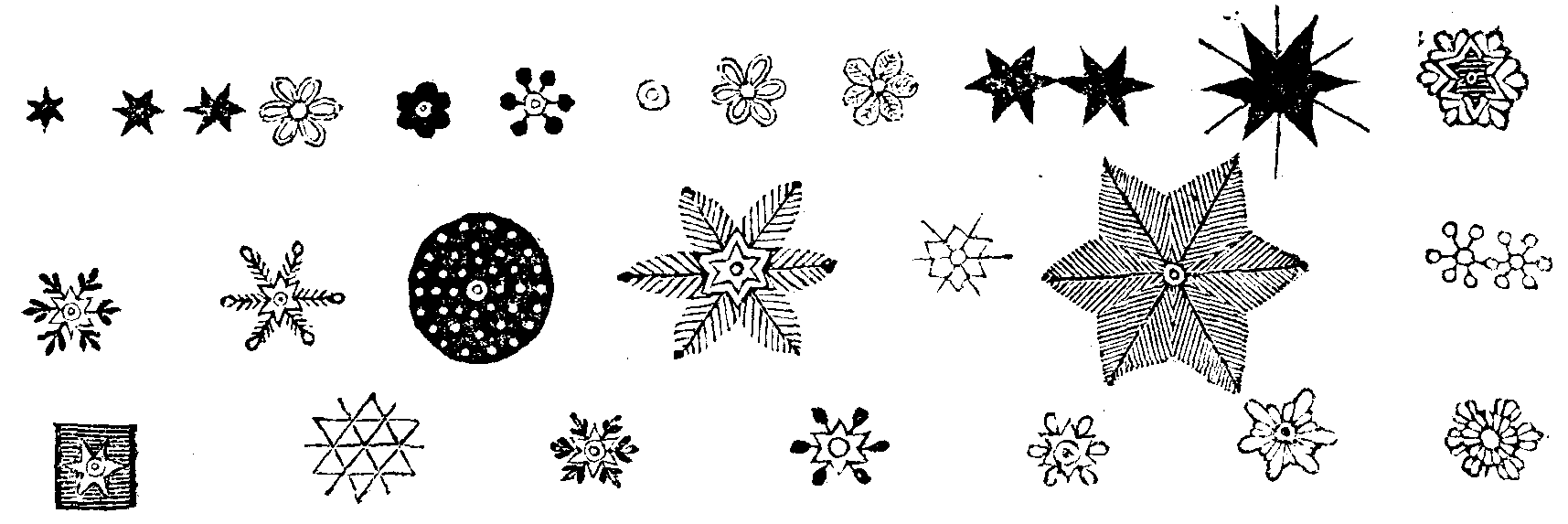 FLAKES OF SNOW MAGNIFIED.
