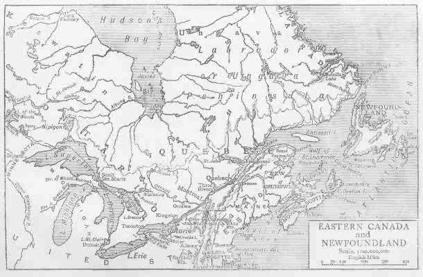 Map of Eastern Canada and Newfoundland