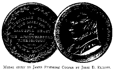 MEDAL GIVEN TO JAMES FENIMORE COOPER BY JESSE D. ELLIOTT.