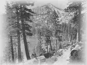 Copyright 1910, by Harold A. Parker. Cascade Lake and Mt. Tallac