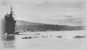 Launch towing boats out to the fishing grounds, Lake Tahoe