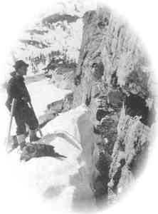 Snow Surveyor on the Mountains Above Glen Alpine in Winter