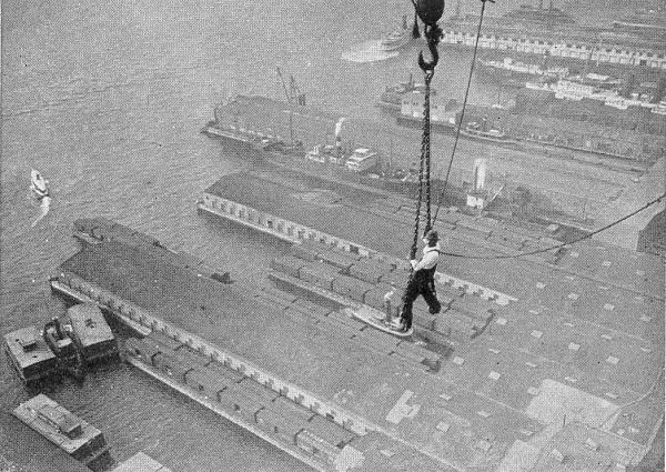 WORK FOR AMERICANS. Where skill and nerve and endurance
are required is where the true American is found. (Brown Bros.)