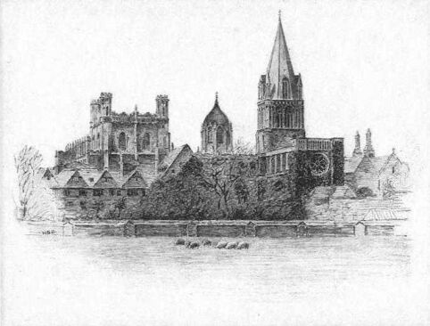 Plate XVII. Christ Church : The Cathedral from the Meadows