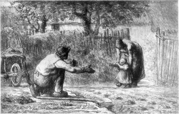 FIRST STEPS. FROM A PASTEL BY JEAN FRANÇOIS MILLET.