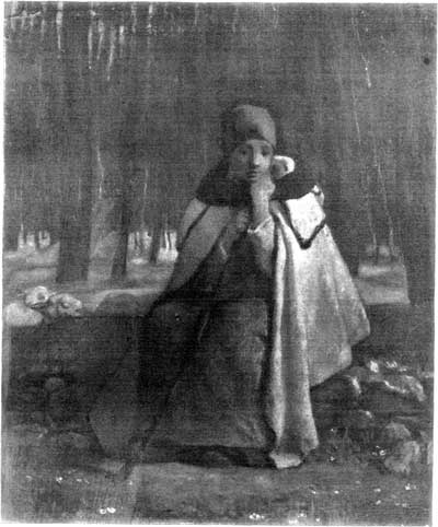 A YOUNG SHEPHERDESS. FROM A PAINTING BY JEAN FRANCOIS MILLET.