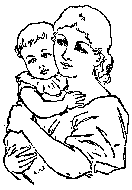 Line Drawing of a Mother Holding an Infant