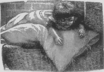 Line Drawing of Infant on a Pillow