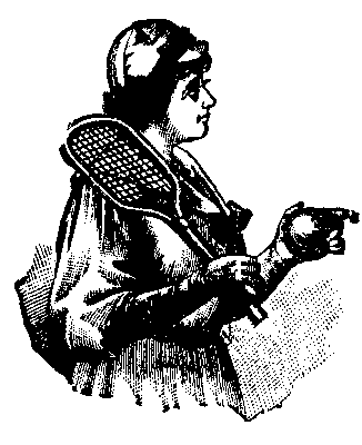 Line Drawing of a Woman with a Sport Racquet.