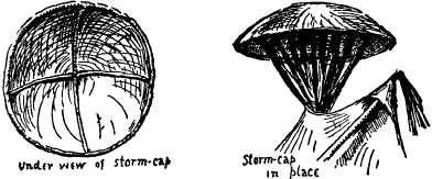 Under-view of storm-cap; storm-cap in place