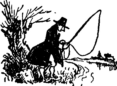 Man in Pilgrim attire, fishing