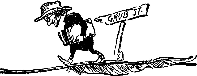 Man carrying books by Grub Street sign