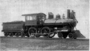 THE BROOKS ENGINE 599, WHICH DREW THE TRAIN FROM ELKHART TO TOLEDO. ALL BUT ONE (THE LAST) OF THE FIVE ENGINES USED ON THE RUN WERE OF THIS TYPE.