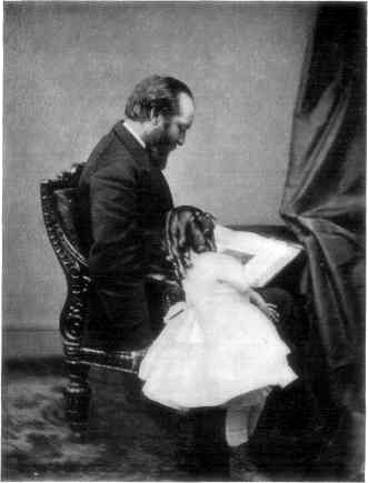 GARFIELD IN 1867, WITH HIS DAUGHTER. AT THIS TIME HE WAS CHAIRMAN OF THE COMMITTEE ON MILITARY AFFAIRS, IN THE LOWER HOUSE OF CONGRESS.