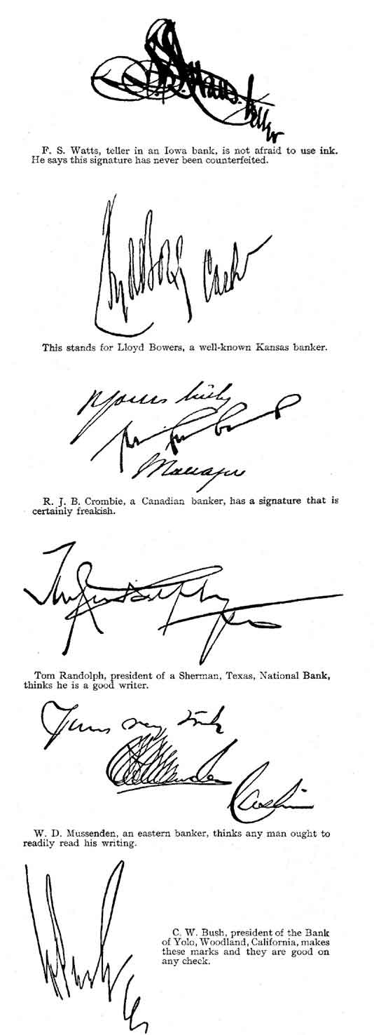 Curious and freakish signatures of well-known bankers.