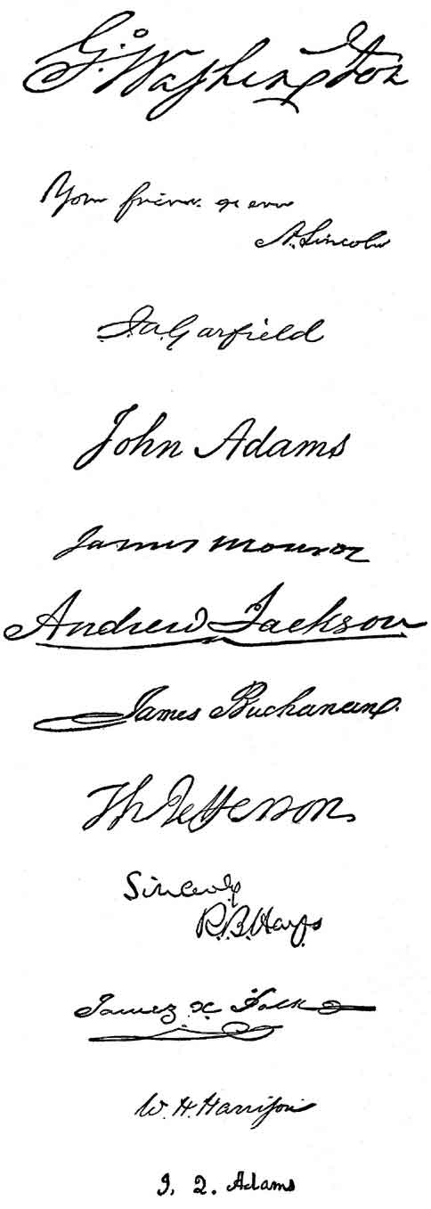AUTOGRAPH SIGNATURES OF THE PRESIDENTS OF THE UNITED STATES.