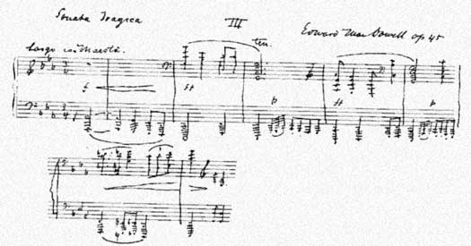Facsimile of a portion of the MS. of the
"Sonata Tragica"