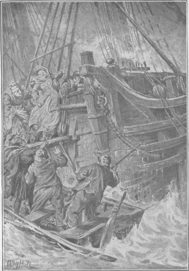 Illustration: UP SHE STOOD ON THE BULWARKS AND HELD BY A
STAY