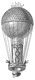 De ballon, waarmee op 14 Juni 1785 Pilatre de Rozier omkwam.