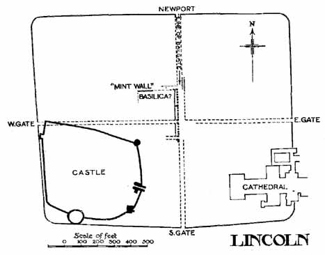 FIG. 26. LINCOLN, OUTLINE OF ROMAN WALLS
