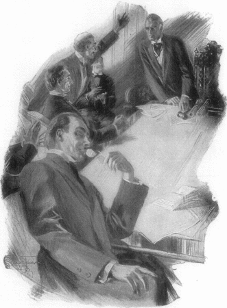[Pencil illustration of the meeting]