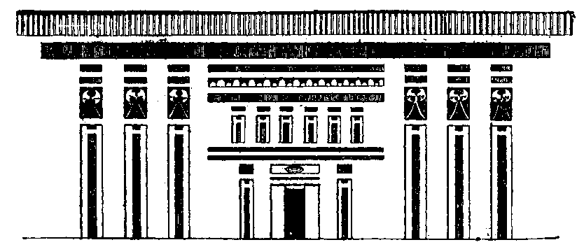 Fig 25.--Façade of a Fourth Dynasty house, from the
sarcophagus of Khûfû Poskhû. 
