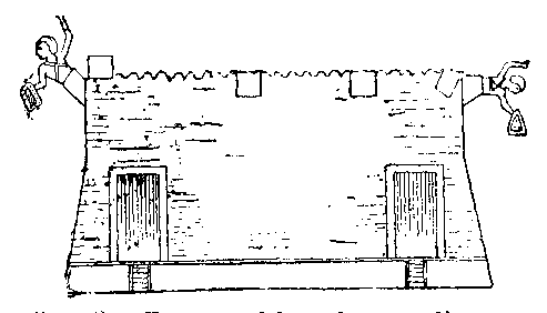 Fig 28.--Façade of fort, from wall-scene,
Beni Hasan, Twelfth Dynasty. 