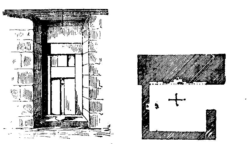 Fig 114.--False door in mastaba, from Mariette's Les
Mastabahs. Fig. 115.--Plan of forecourt of mastaba of Kâpir.