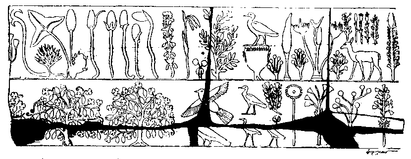 Fig 103.--Dado decoration, hall of Thothmes III.,
Karnak. 