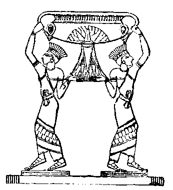 Fig 288.--Crater of precious metal, borne by slaves.
Wall-painting, Eighteenth Dynasty.