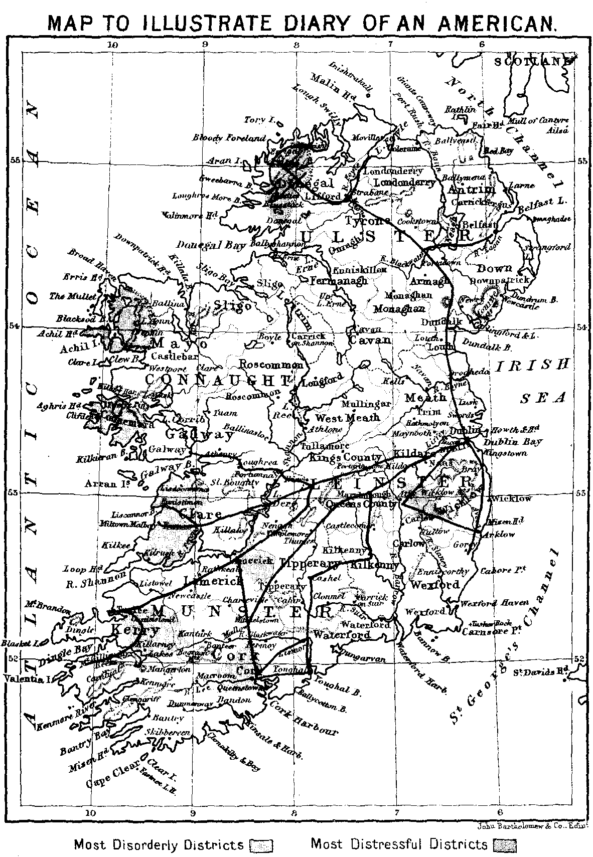 MAP TO ILLUSTRATE DIARY OF AN AMERICAN.