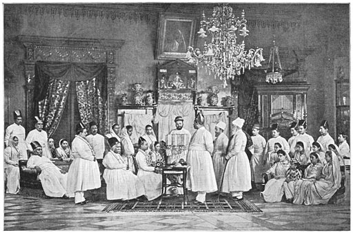 Huwelijksplechtigheid bij de Parsi’s.