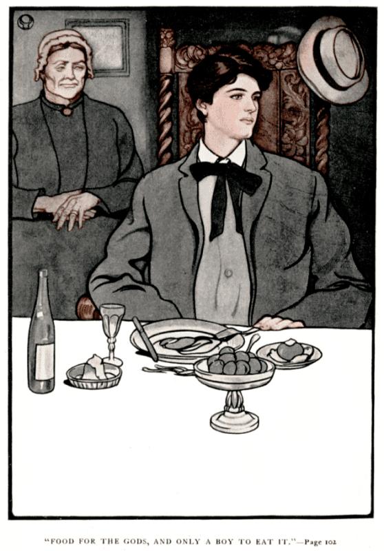 "FOOD FOR THE GODS, AND ONLY A BOY TO EAT IT."&mdash;Page 102