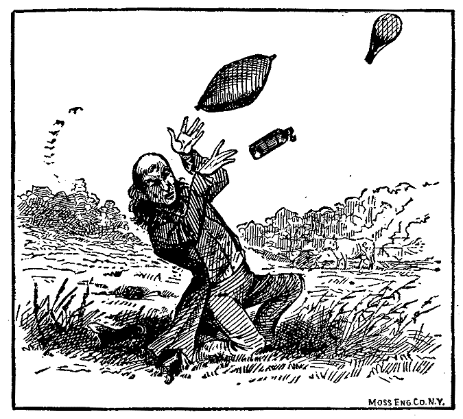 A man calls to a hot air balloon.