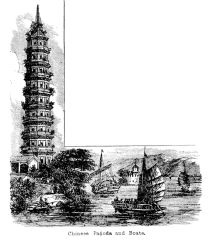 Illustration: Chinese Pagoda and Boats