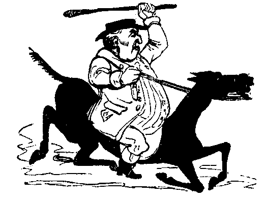 An overweight man astride a horse that is down on its knees.